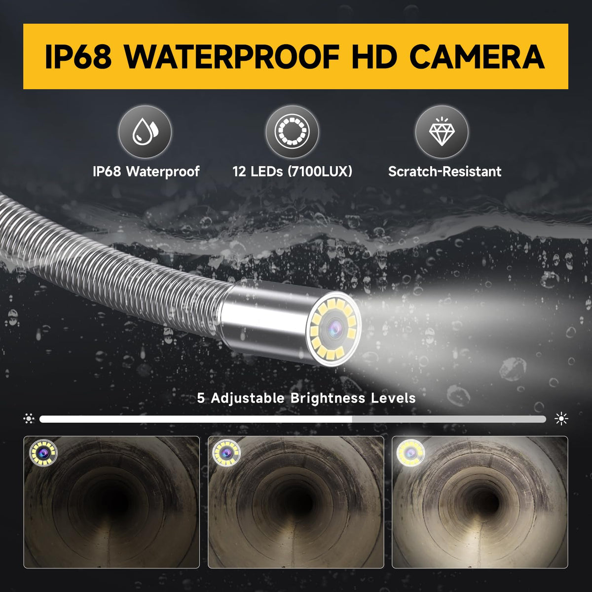 Oiiwak Sewer Camera 100ft, Pipe Inspection Camera with 7" IPS HD Screen