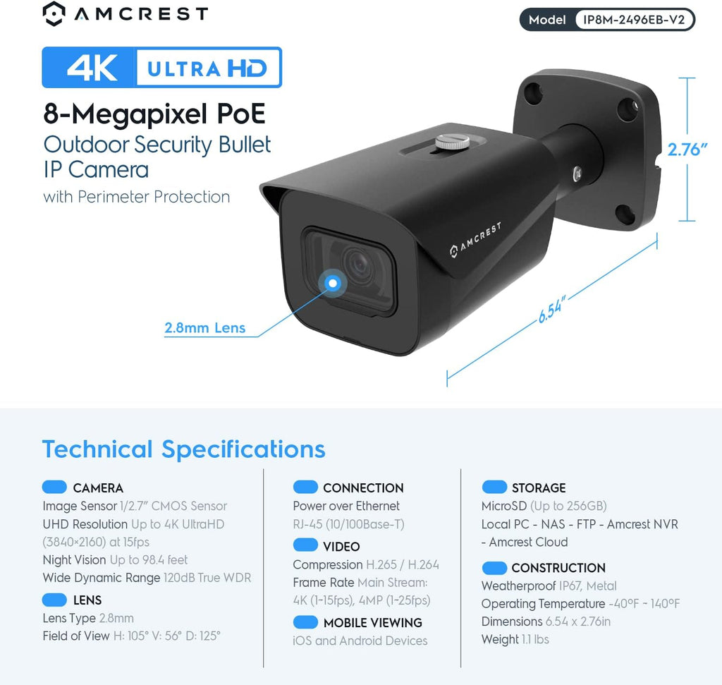 amcrest ultrahd 4k (8mp) outdoor bullet security ip, package contents