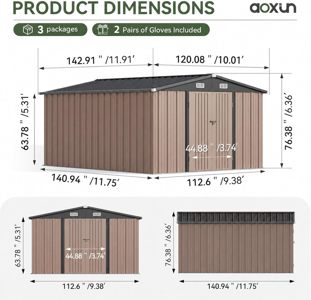 aoxun10x12 ft shed outdoor storage shed with floor shown in use