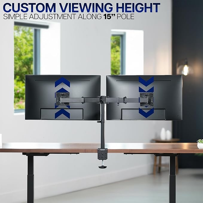 VIVO Dual Monitor Desk Mount, Heavy Duty Fully Adjustable Steel Stand, Holds 2