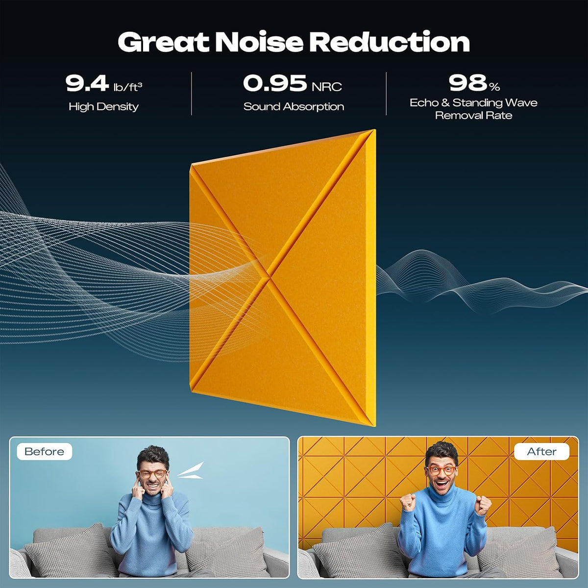 sonicism 12 pack x-lined acoustic panels, close-up detail