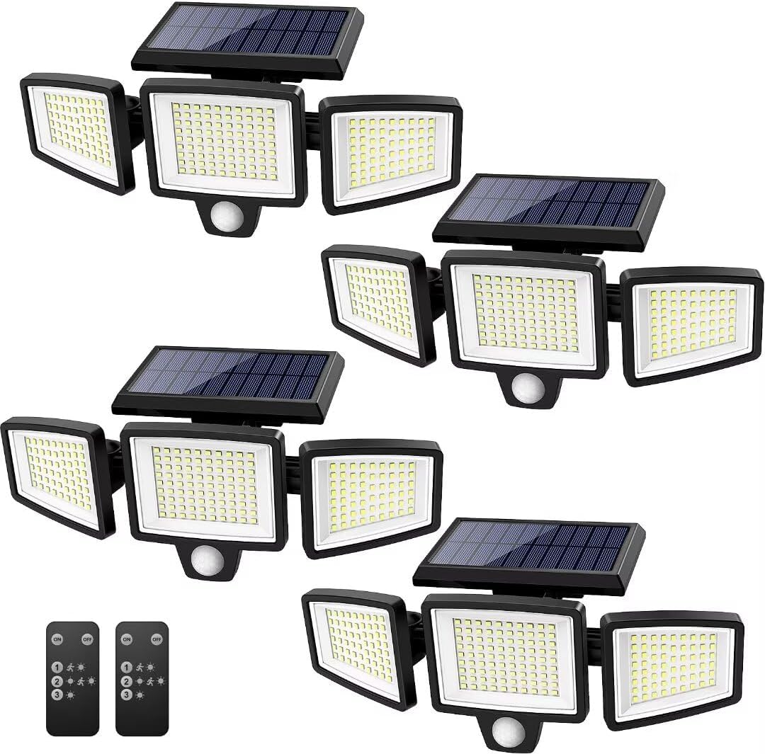 Tuffenough Solar Outdoor Lights 2500LM 210 LED Security Lights (4 Pack)