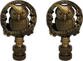 Royal Designs Decorative Botanical Owl Lamp Finial for Lamp Shade, Antique Brass - Pack of 2
