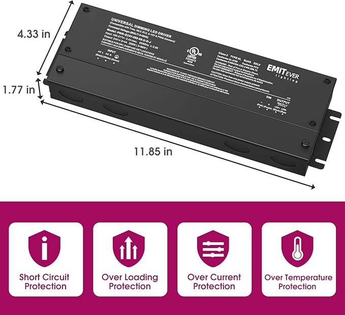 EMITEVER 288W Dimmable LED Driver, 24V 5-in-1 Dimmable Power Supply, 3-Channels