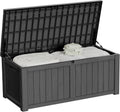 150 Gallon Outdoor Storage Box Patio Deck Box Waterproof, Resin Lockable Outside Large Storage Bin for Pool Cushion Furniture, Garden Tools UV-Resistant, Black