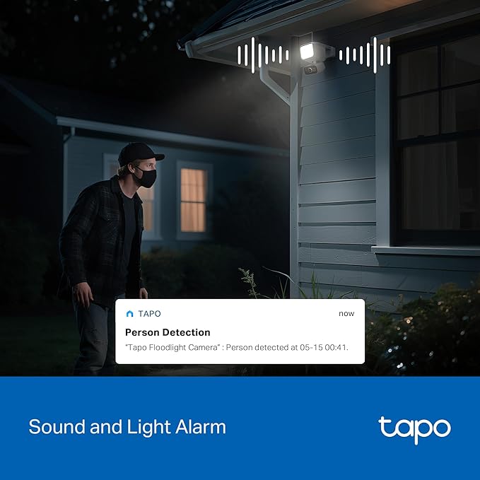 Tapo 2K Dimmable Floodlight Security Camera Outdoor Wireless w/Solar Panel