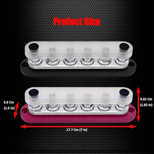 6 x M10 Studs Power Distribution Block Bus Bar 12V, Ampper 7" HD 300A Marine