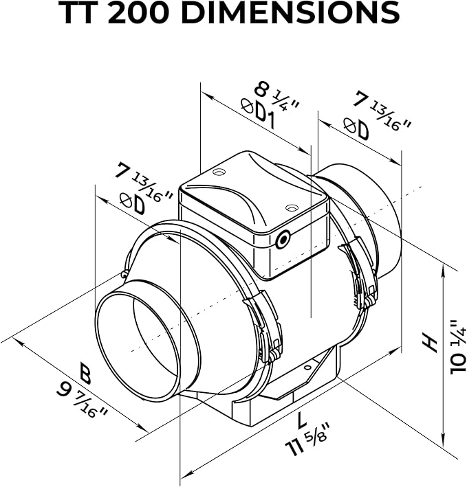 VENTS-US TT 200-8 inch Inline Fan