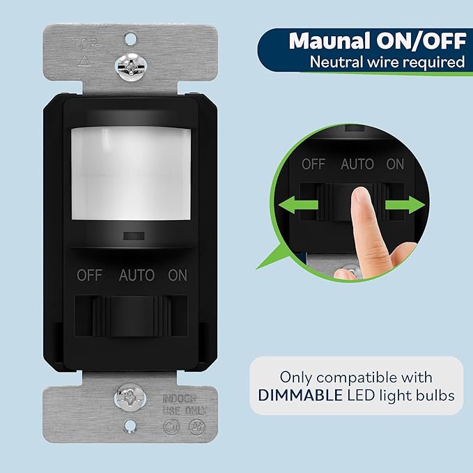 TOPGREENER in Wall PIR Motion Sensor Light Switch, Occupancy Sensor Switch (2Pack)