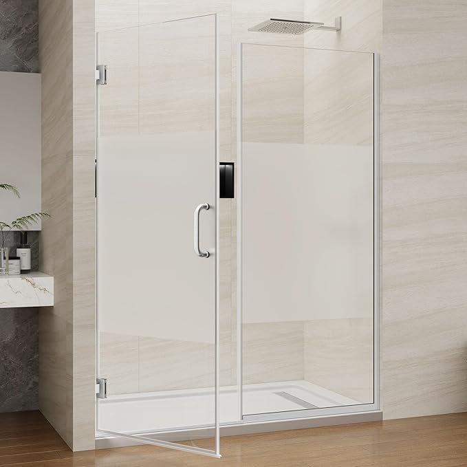 Pivot Swing Shower Door, Adjustable Width 58.9-60" W x 74" H Semi-Frameless