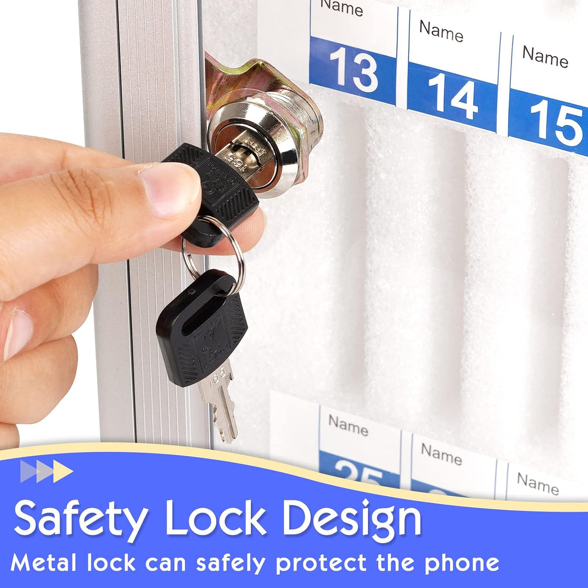 48 slots aluminum alloy cell phone locker, phone showing dimensions