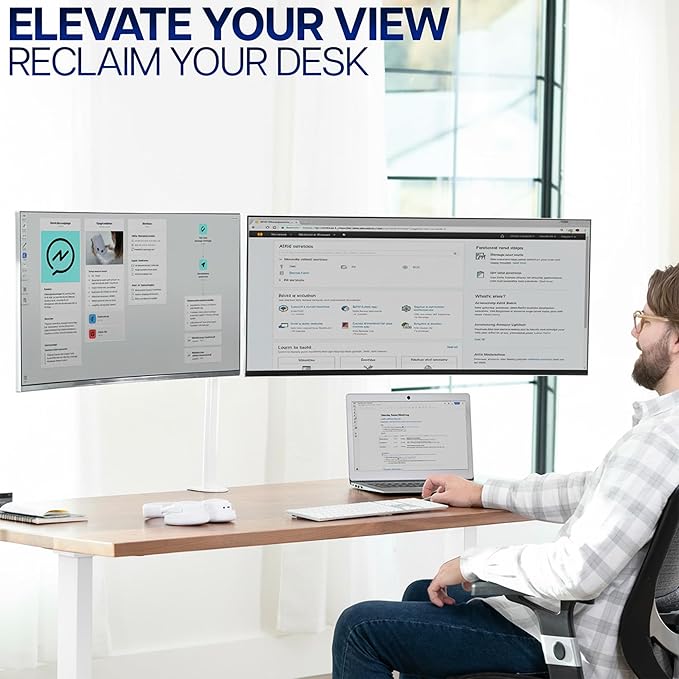 VIVO Dual Ultrawide Monitor Desk Mount, Heavy Duty Fully Adjustable Steel Stand