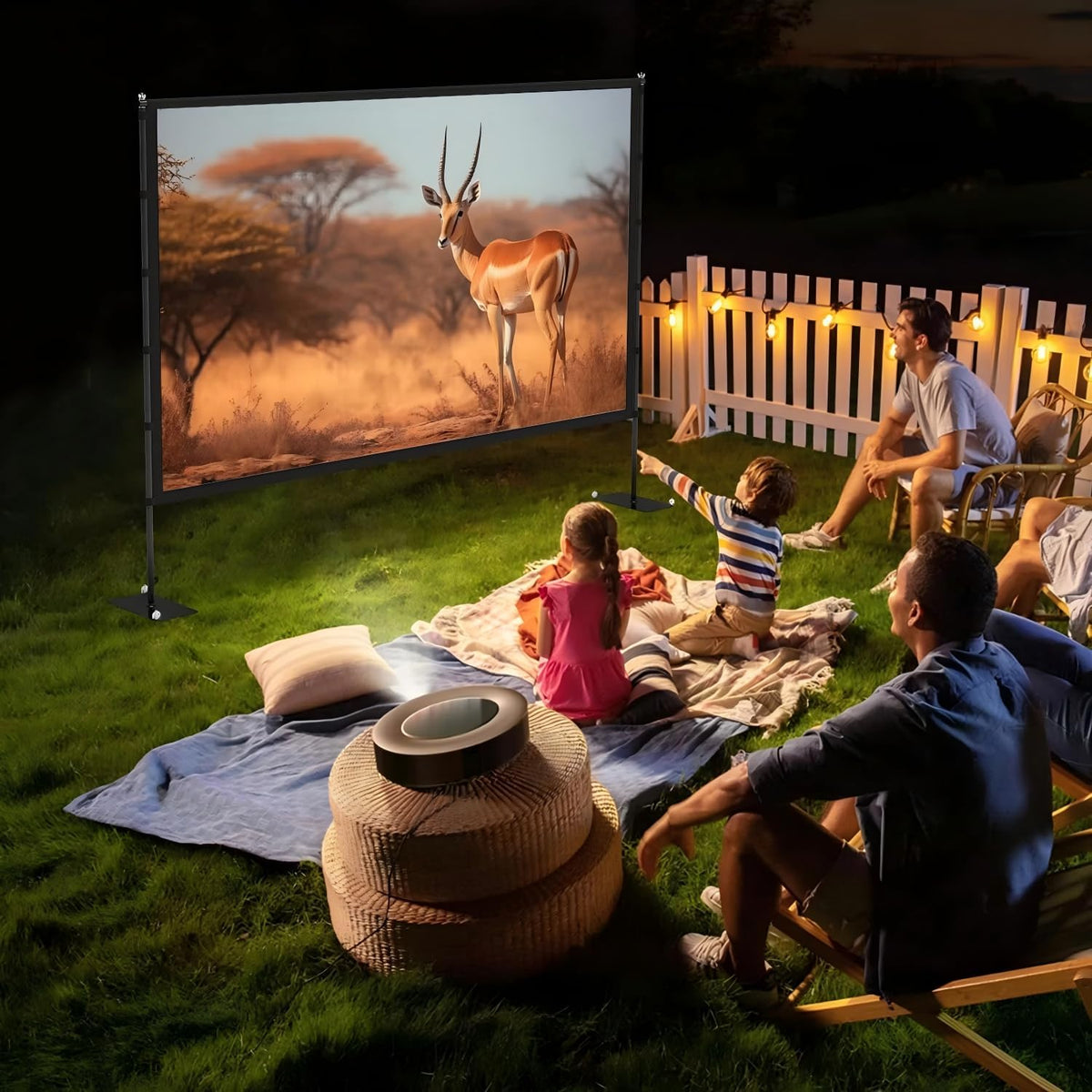 STWUI Outdoor Projector Screen with Stand-100 Inch 16:9 4K HD Portable Projector Screen Outdoor Indoor Front & Rear Projection Screen Lightweight Movie Screen with Carry Bag for Home,Backyard,Camping