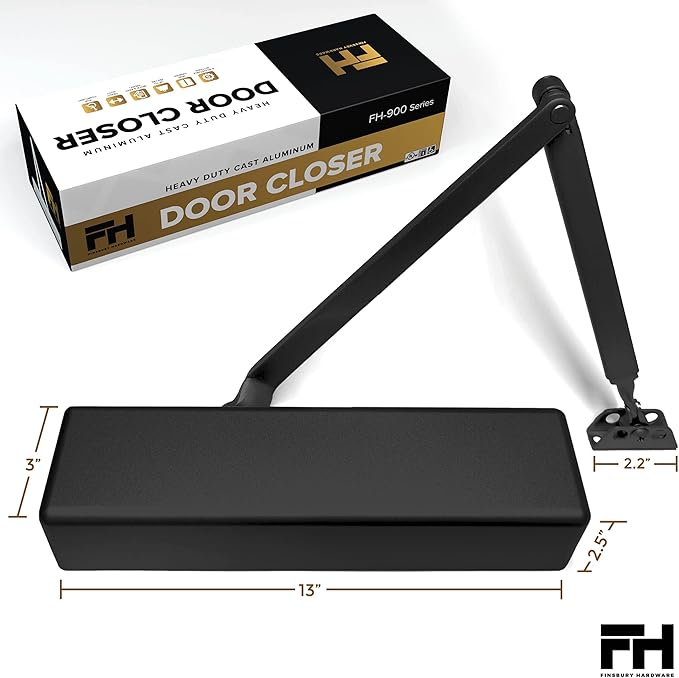 Finsbury Commercial Black Door Closer Automatic Heavy Duty High Traffic