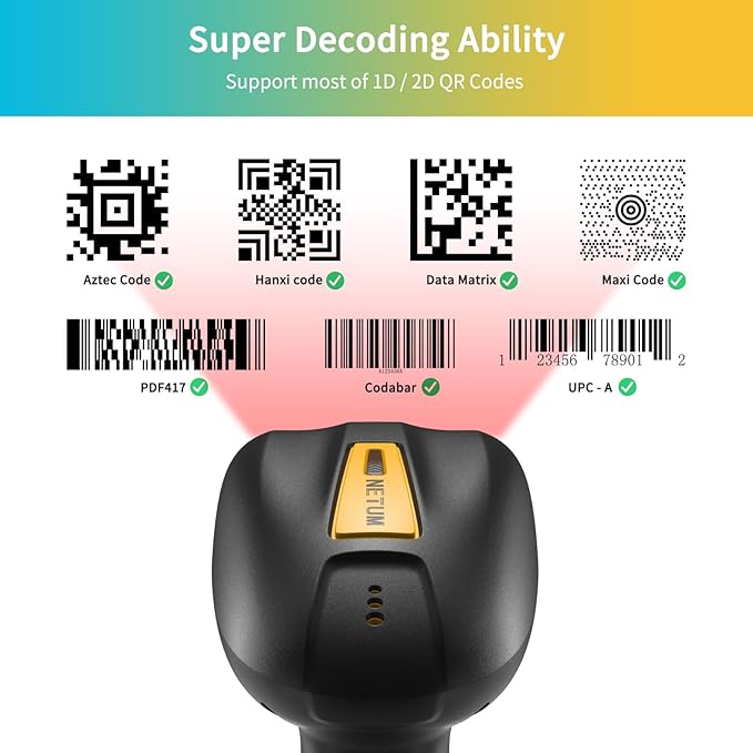 NETUM Upgraded QR Industrial Bluetooth Barcode Scanner