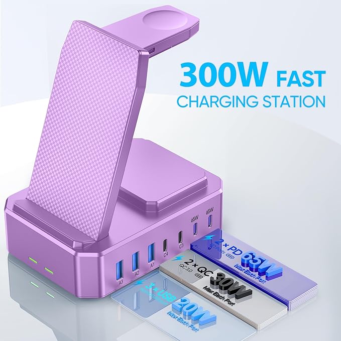 300W Charging Station for Multiple Devices Apple, Zutspzss 10 in 1 Wireless