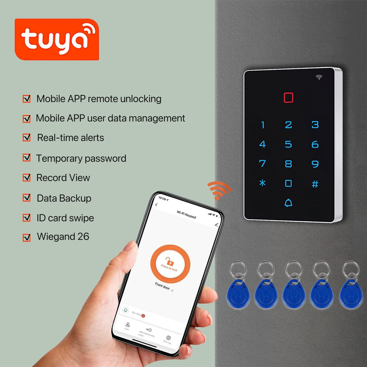 Wireless WiFi Access Control Keypad, Tuya Door Access Control System