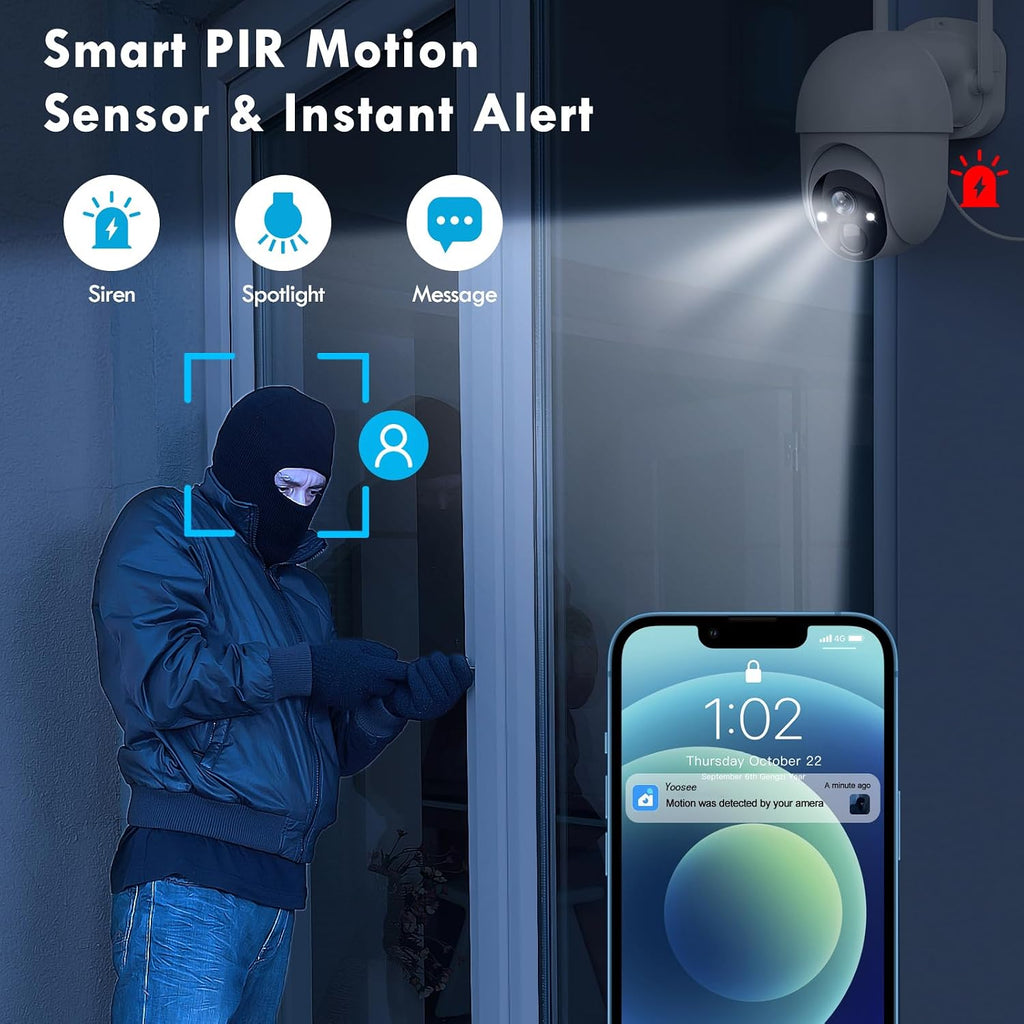 poyasilon solar security cameras wireless outdoor, wireless cameras, side view