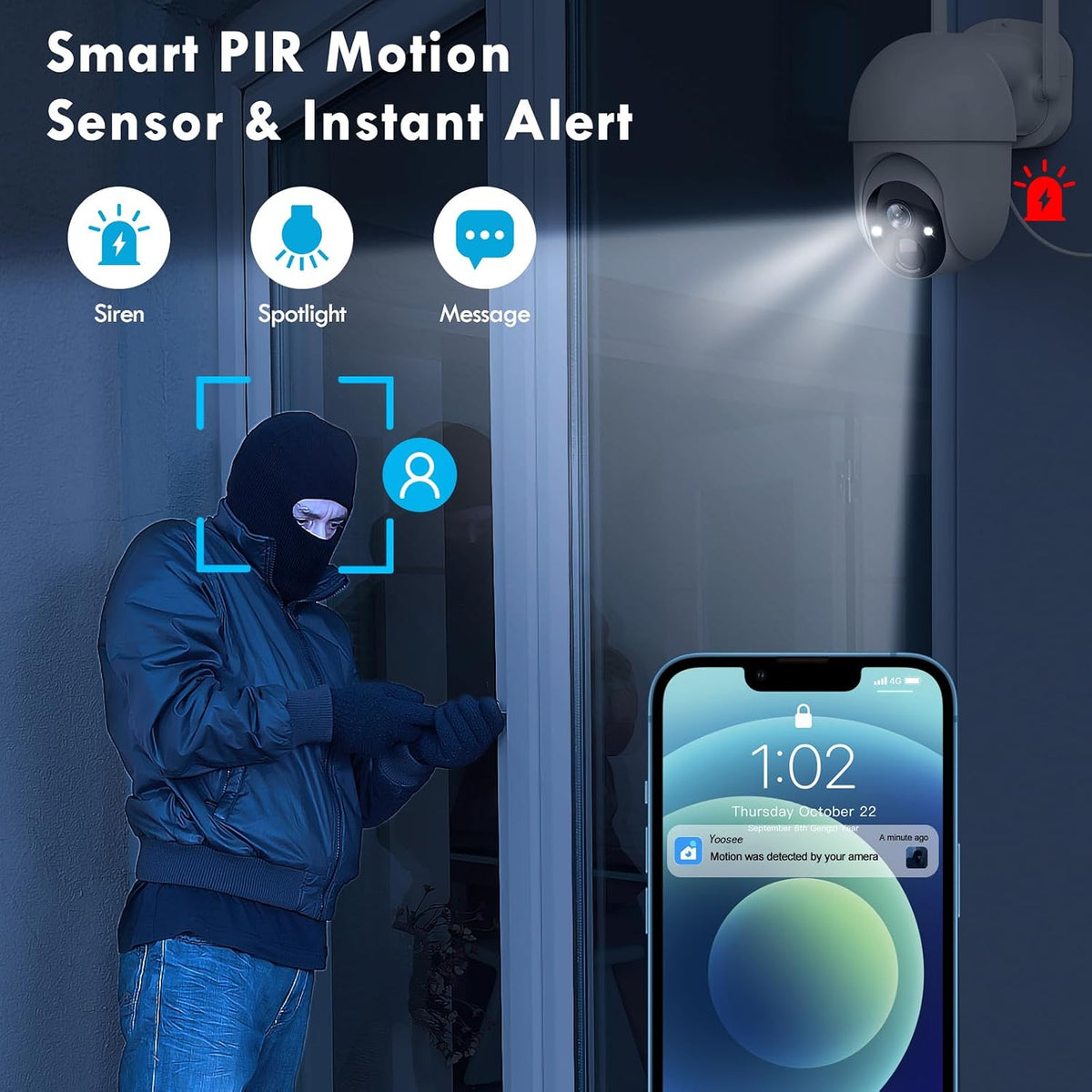 poyasilon solar security cameras wireless outdoor, wireless cameras, side view