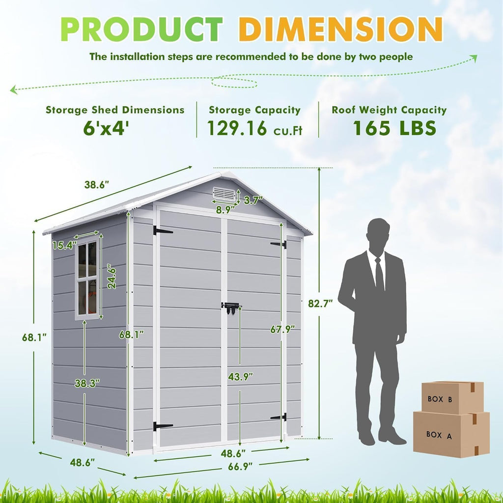 devoko 6 x 4 ft resin outdoor storage shown in use