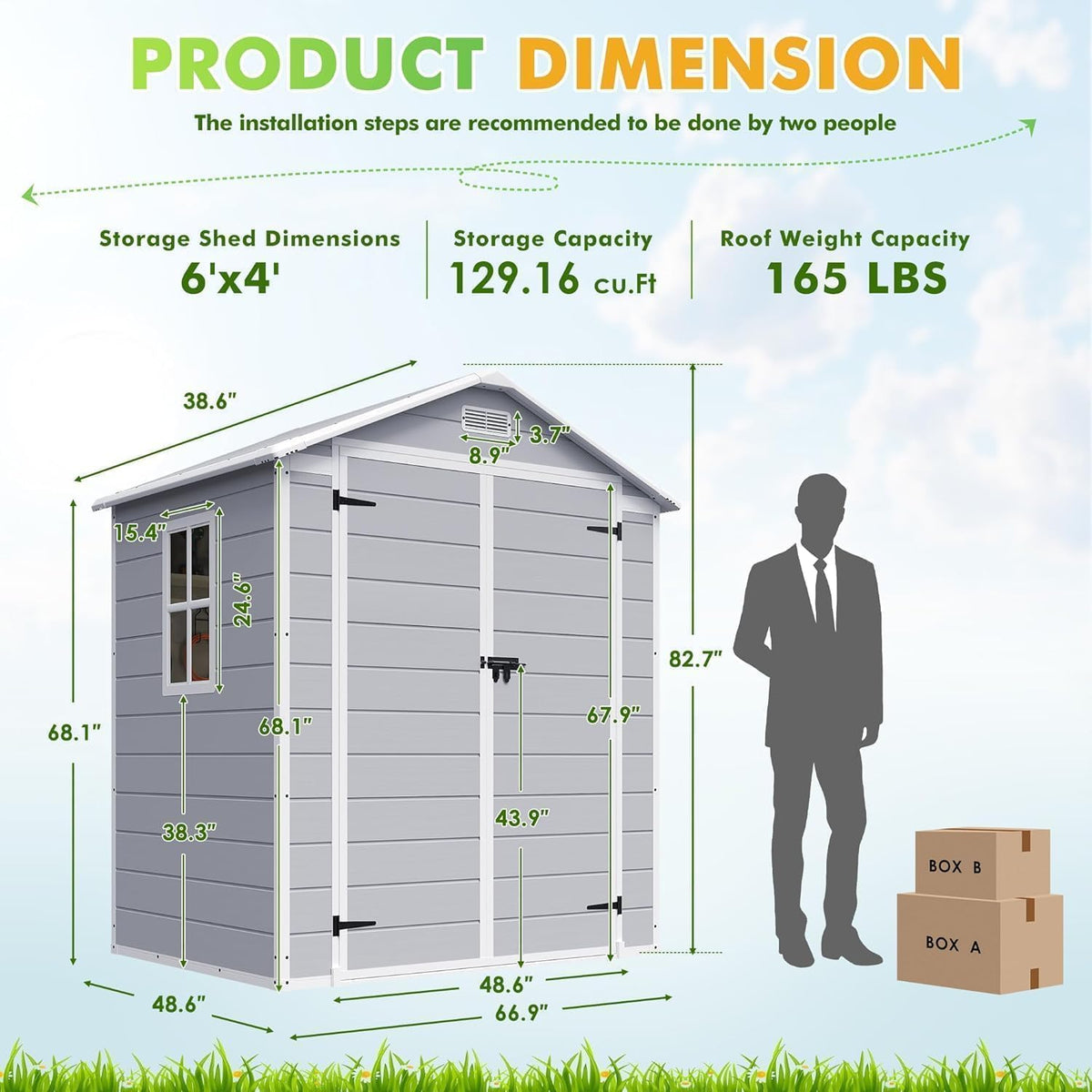devoko 6 x 4 ft resin outdoor storage shown in use