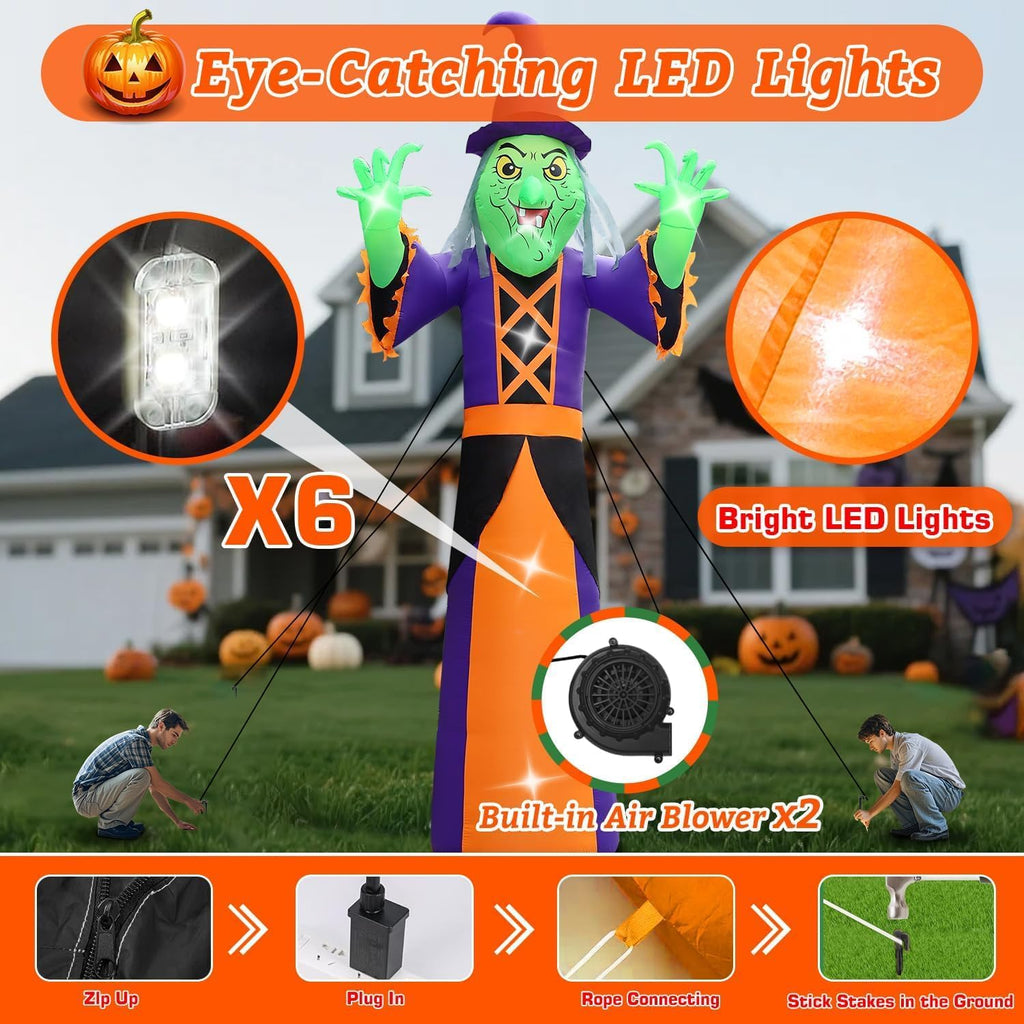 20FT Extra Large Outdoor Halloween Inflatables Decorations Witch Blow up