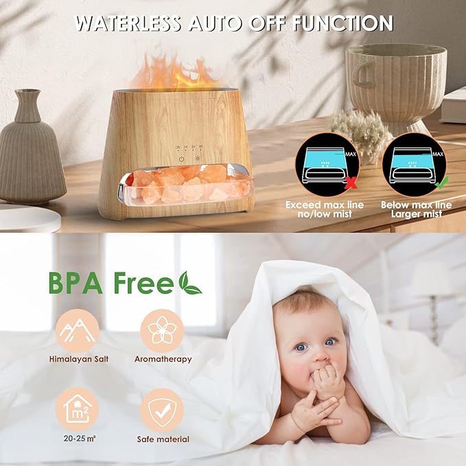 SALKING 2-in-1 Ultrasonic Essential Oil Diffuser & Himalayan Salt Lamp