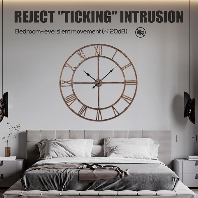 Ohweog Large Wall Clock for Living Room Decor – 48 Inch Silent Non-Ticking