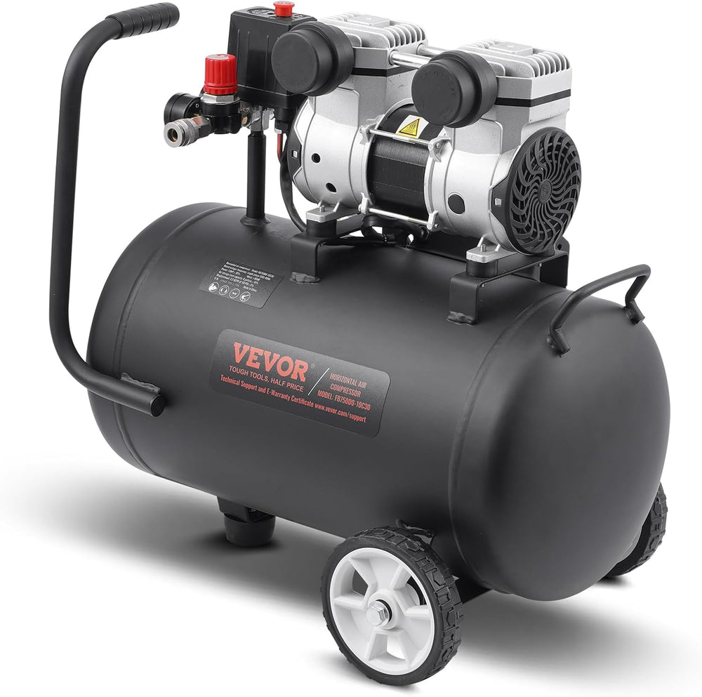 VEVOR Air Compressor, 8 Gallon Steel Tank, 1HP 2.2 CFM@90 PSI Oil Free Air Co...