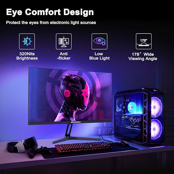 SANSUI 27 Inch WQHD 2560 x 1440 IPS Gaming Monitor, 200Hz 180Hz 1ms Computer