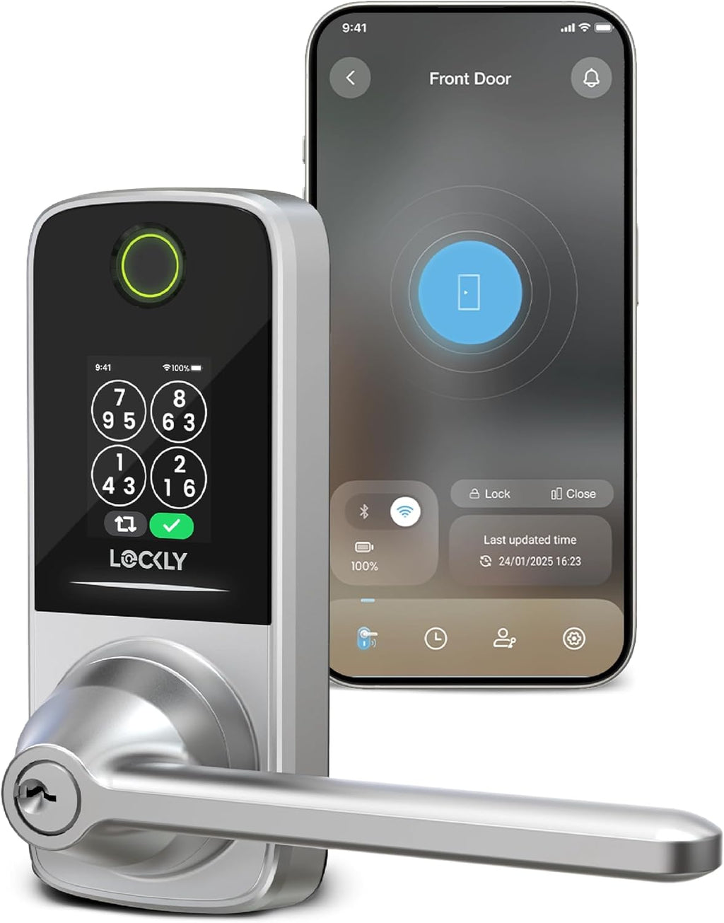Lockly Smart Lock Secure Pro, Fingerprint Door Lock, Keyless Entry, Built-in