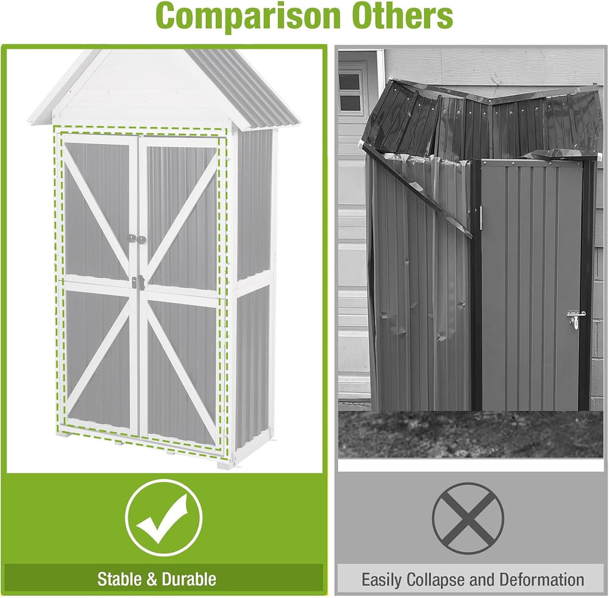 gutinneen outdoor storage shed with all around strong, close-up detail