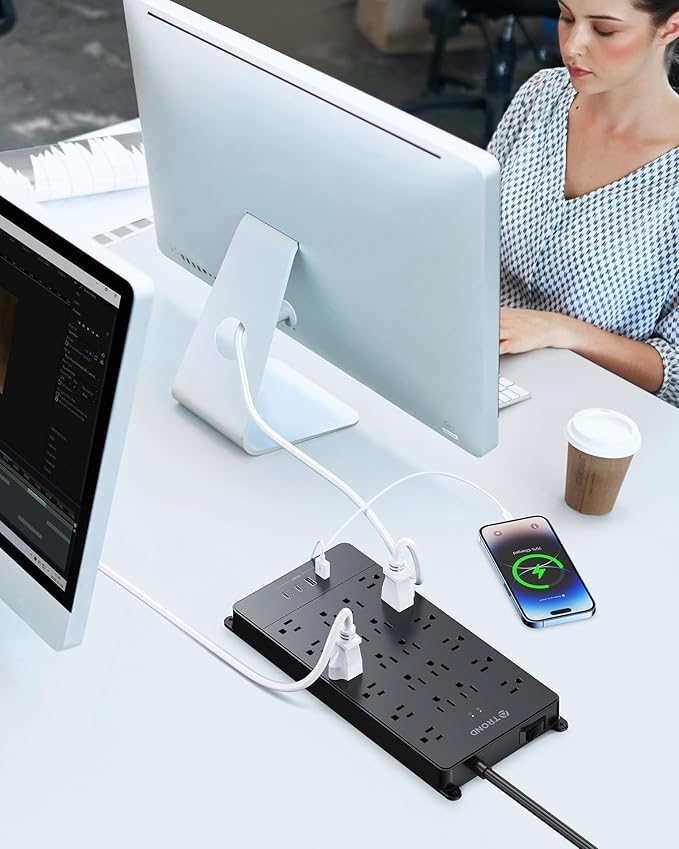 TROND Surge Protector Power Strip, 22 Widely Spaced Outlets