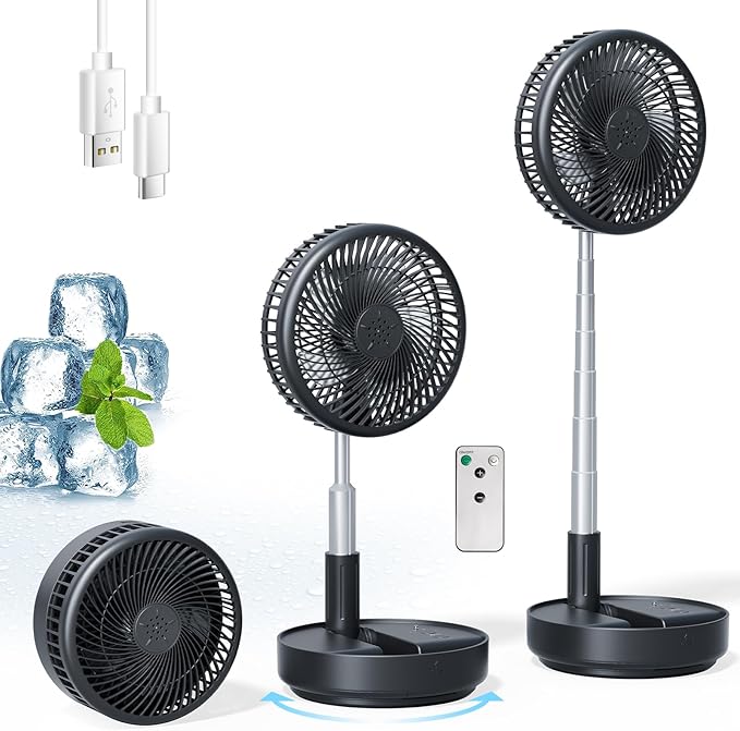 Primelove Portable Oscillating Rechargeable Fan, Battery Operated