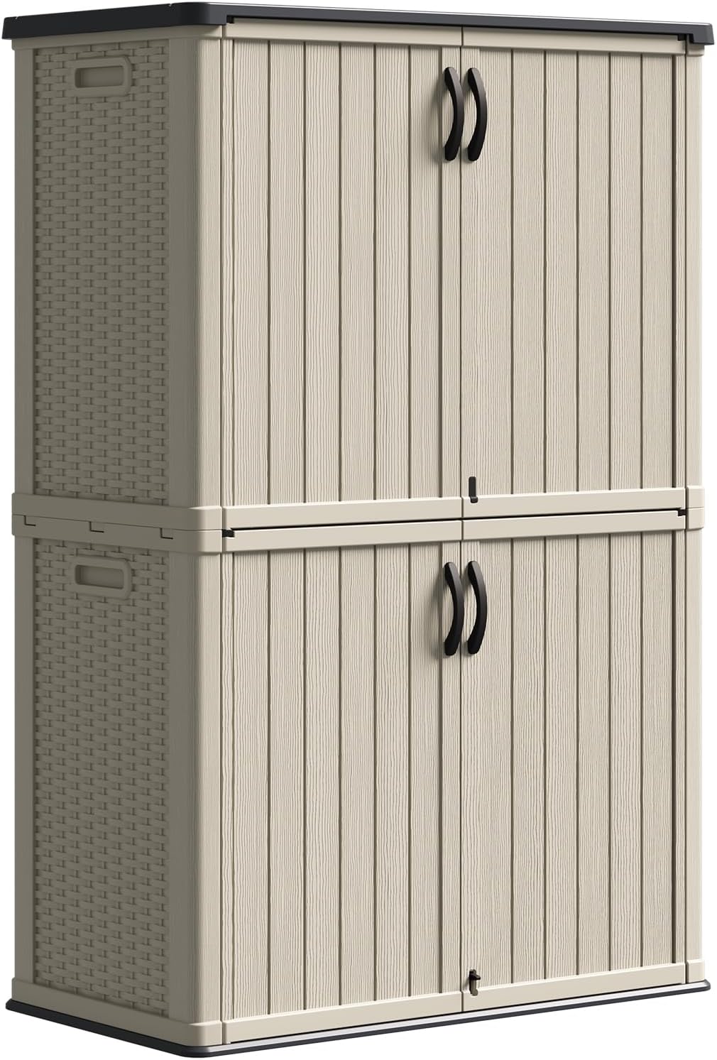 Patiowell 50 cu.ft Plastic Vertical Outdoor Storage Shed, Beige