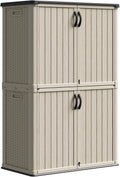 Patiowell 50 cu.ft Plastic Vertical Outdoor Storage Shed, Beige