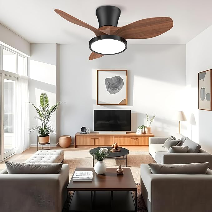 ocioc Quiet Ceiling Fan with LED Light DC motor 32 inch Large Air Volume Remote