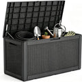 140 Gal Outdoor Storage Box Waterproof Lockable,Deck Box,Gas Lift,Black