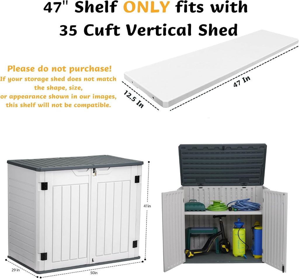 ehhly 35 cuft outdoor storage shed shelf(2 shelves shown in use