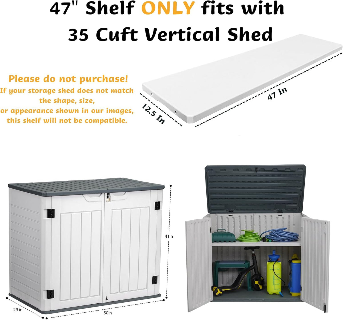 ehhly 35 cuft outdoor storage shed shelf(2 shelves shown in use