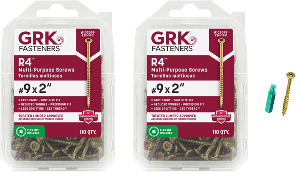 GRK Fasteners R4™ #9 x 2 Multi-Purpose Framing Screws, 110 PCS (2-PK)