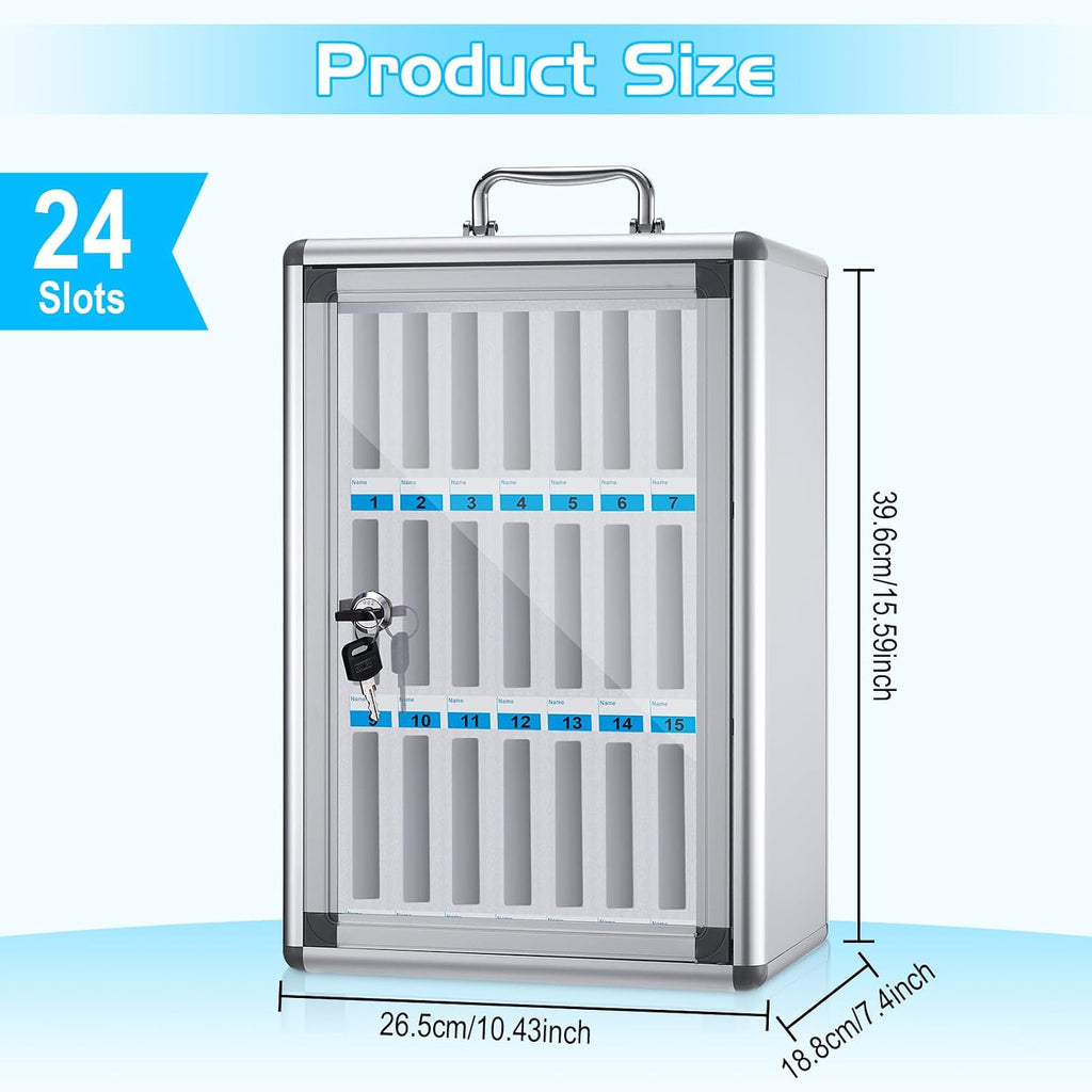 amylove 24 slots aluminum alloy cell phone locker shown in use