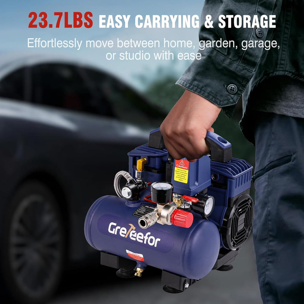 Air Compressor, 1 Gallon Ultra Quiet Portable 60 dB, 13-Second Quick Fill, 1 ...