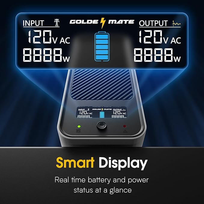 GOLDENMATE 1000VA/600W Lithium UPS Battery Backup and Surge Protector, Sinewave