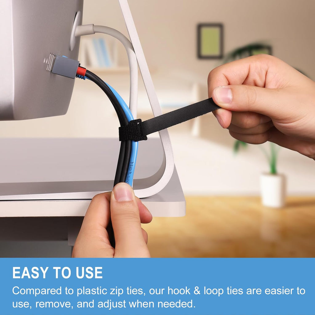1,000 PCS 8 Inches Reusable Cable Ties | Adjustable Cord Wraps, Cable Straps | Hook & Loop Cord Organizer, Cable Management (100 PCS x 10 Packs) (1000 PCS)