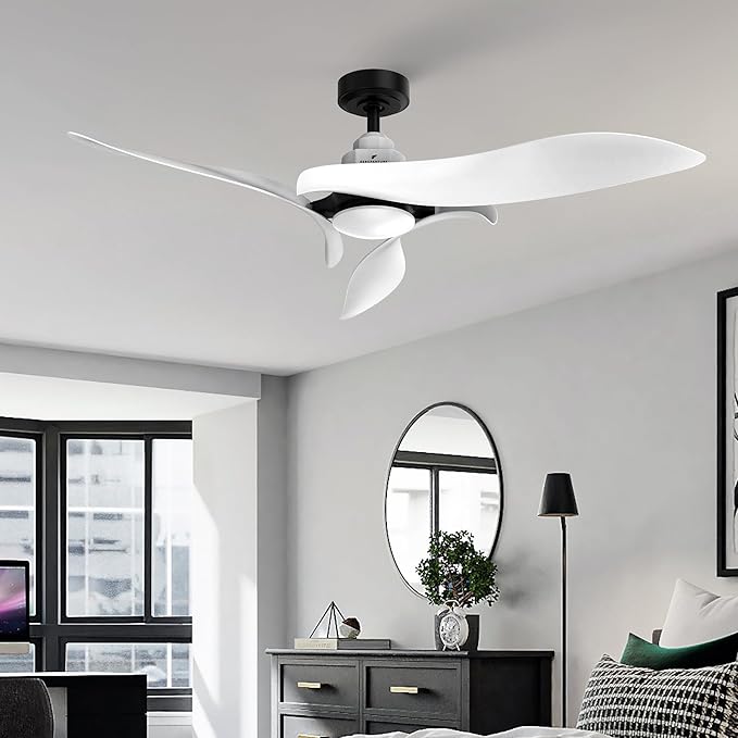 AEROFANTURE 54 Inch White Ceiling Fan, Quiet DC Motor