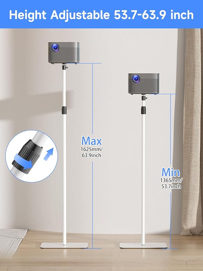 suptek Exdentable 63.9" Projector Stand 360°Swivel, Height Adjustable