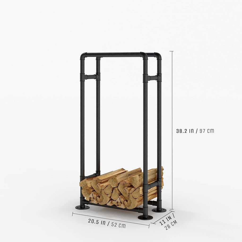 pamo firewood rack vertical indoor outdoor – heavy, side view