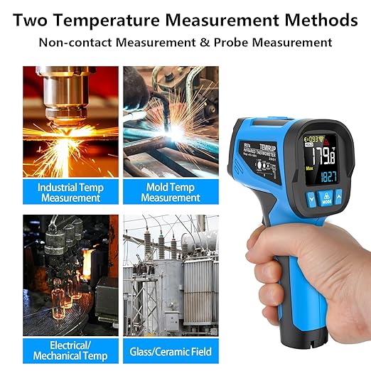 TEMIRUP Infrared Thermometer Temperature Gun -40℉ to 2462℉, 30:1 High Temp