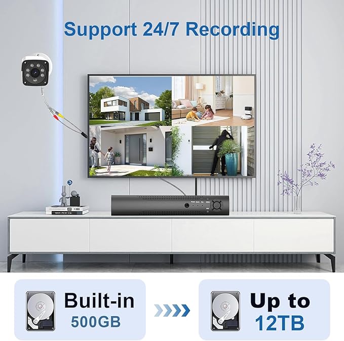 H.265+ Wired Security Camera DVR Kit System